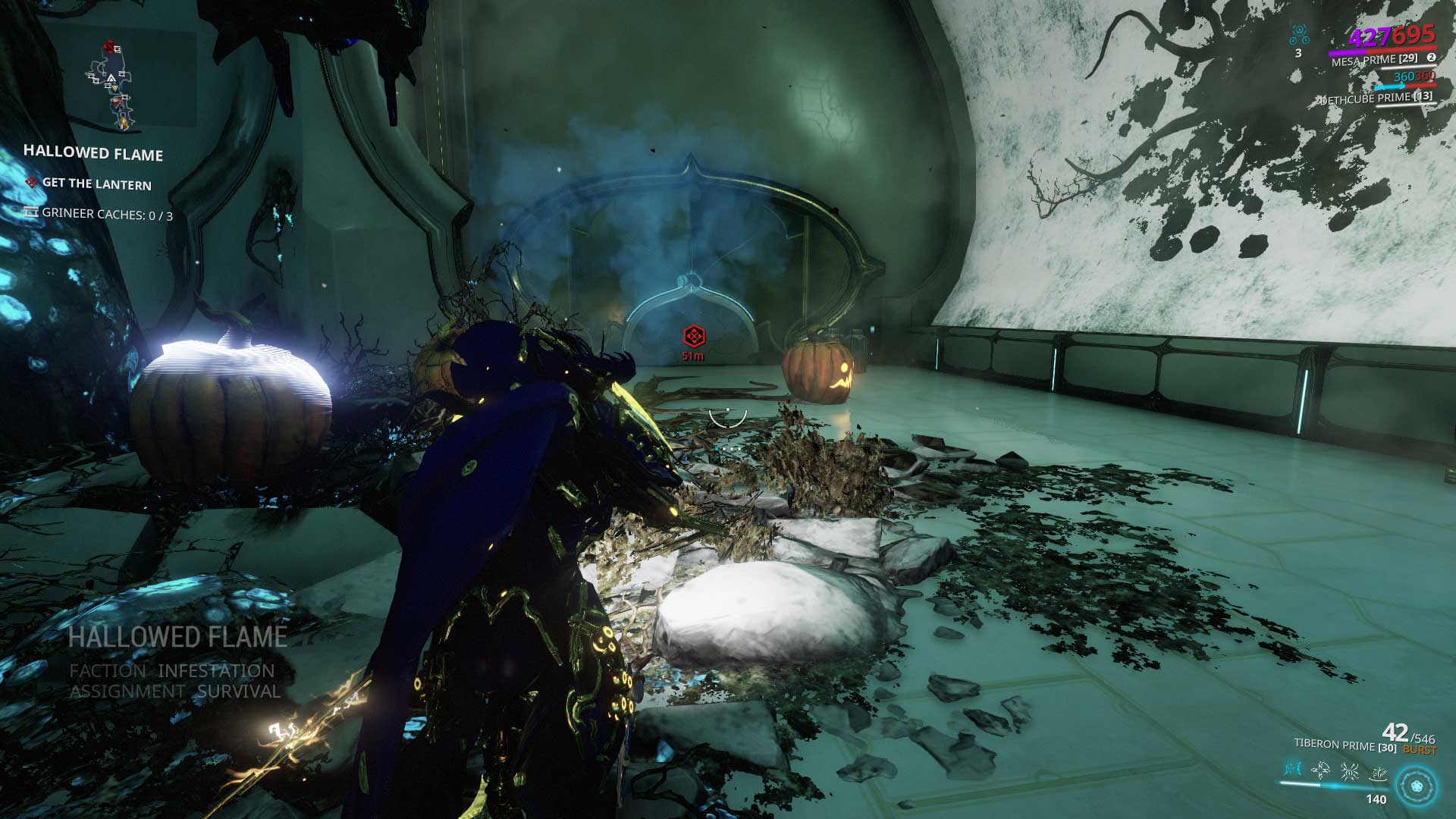 The Orokin derelict got spookier with the addition of pumpkins.